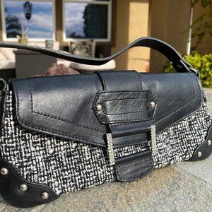 New Steve Madden Leather Clutch Handbag Black Pink